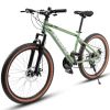 Ecarpat Mountain Bike 24 Inch Wheel, 21-Speed Disc Brakes Trigger Shifter, Carbon Steel Frame Youth Teenagers Mens Womens Trail Commuter City Snow Bea