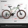 Ecarpat Mountain Bike 24 Inch Wheel, 21-Speed Disc Brakes Trigger Shifter, Carbon Steel Frame Youth Teenagers Mens Womens Trail Commuter City Snow Bea